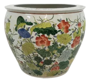 Large Chinoiserie Porcelain Floral Planter