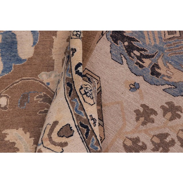 Ivory Boho Chic Ziegler Brown Ivory Hand-Knotted Wool Rug - 10'8'' X 14'11'' For Sale - Image 8 of 8