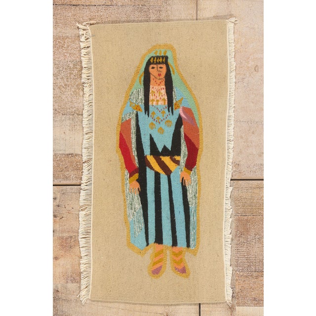 Vintage Tunisian Pictorial Tapestry, 01'04 X 02'09 For Sale - Image 10 of 10