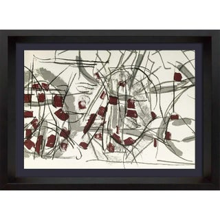 Jean-Paul Riopelle Double Lithograph (1974), Mourlot Paris, Limited Edition Color Abstract, Custom Framed For Sale