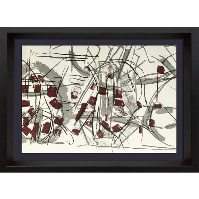Jean-Paul Riopelle Double Lithograph (1974), Mourlot Paris, Limited Edition Color Abstract, Custom Framed For Sale