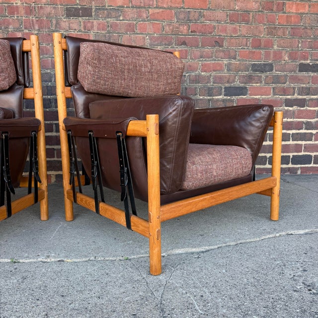Animal Skin Pair of Dependable Furniture MFG Co Leather Lounge Chairs For Sale - Image 7 of 11