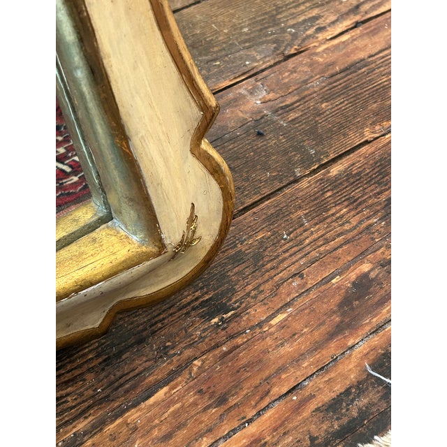 Large Cream Painted & Gilded Vintage Wall Mirror For Sale In Philadelphia - Image 6 of 8