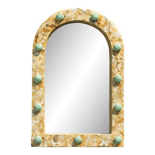 Vintage Italian Scagliola Pigmented Plaster Arched Wall Mirror For Sale