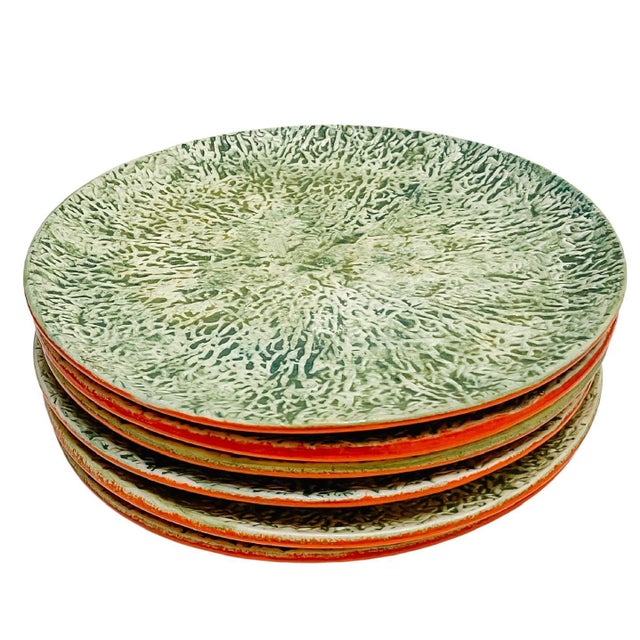Mid-Century Modern 1960s Mid-Century Italian Cantaloupe Melon Majolica Service - 7 Pieces For Sale - Image 3 of 9