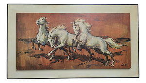 Heinrich Faust, Horses on a Red Background, 1970s, Print, Framed