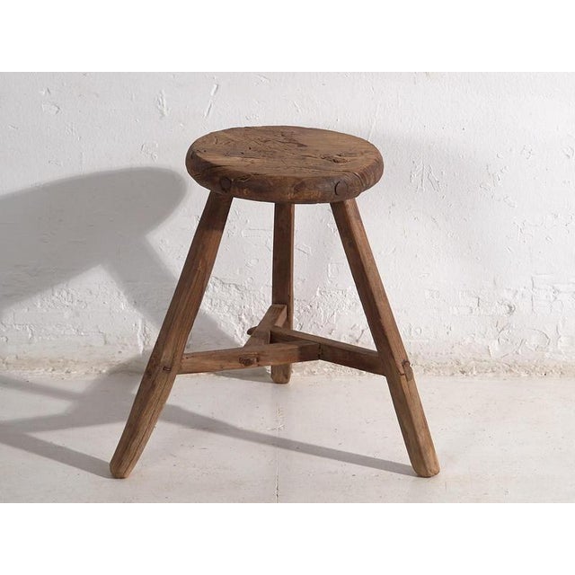 Antique Wabi Sabi Style Stool, 1900 For Sale - Image 9 of 10