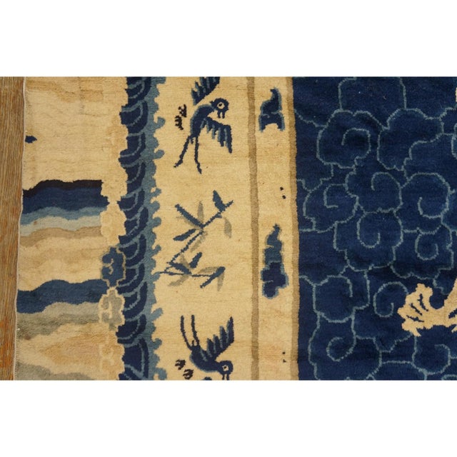 Beige 1920s Antique Artistic Beige Chinese Dragons Design Wool Pile Hand Knotted Rug For Sale - Image 8 of 11