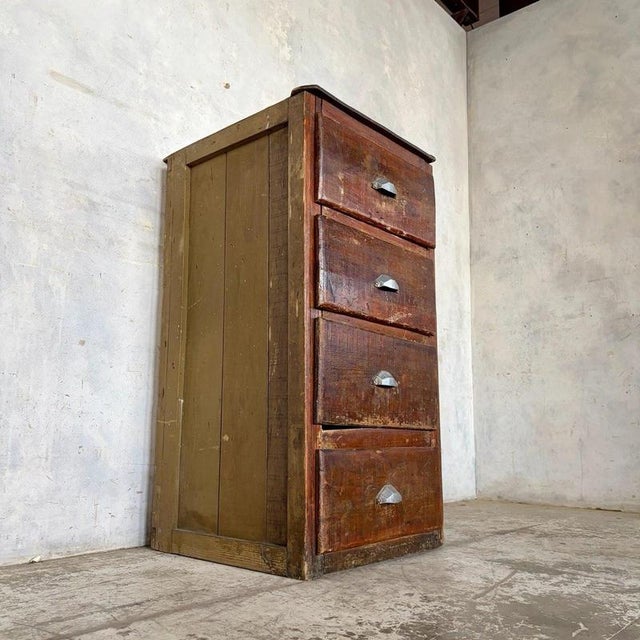 Metal Vintage French Industrial Tallboy Chest of Drawers Vintage French Industrial Tallboy Chest of Drawers For Sale - Image 7 of 7