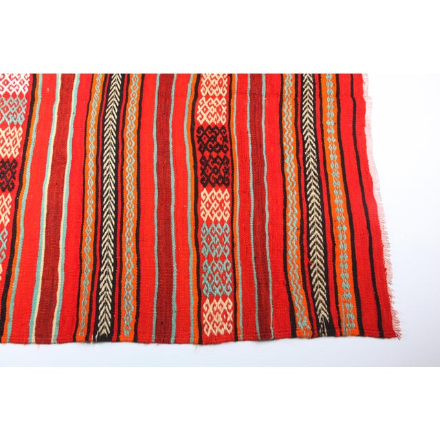 1970s Handmade Tribal Vivid Tones Kilim Rug - 7'10x4' For Sale In Tampa - Image 6 of 13