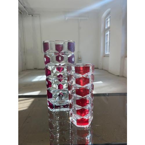 Wine-Red Glass Vases by J.G. Durand for Luminarc, Set of 2 For Sale - Image 6 of 11