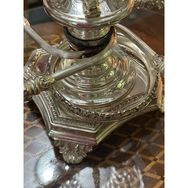 Mid 20th Century Antique Silver-Plated and Cut-Crystal Epergne Center Piece For Sale - Image 9 of 14