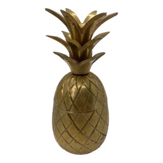 Late 20th Century Solid Brass Pineapple Trinket Jar For Sale