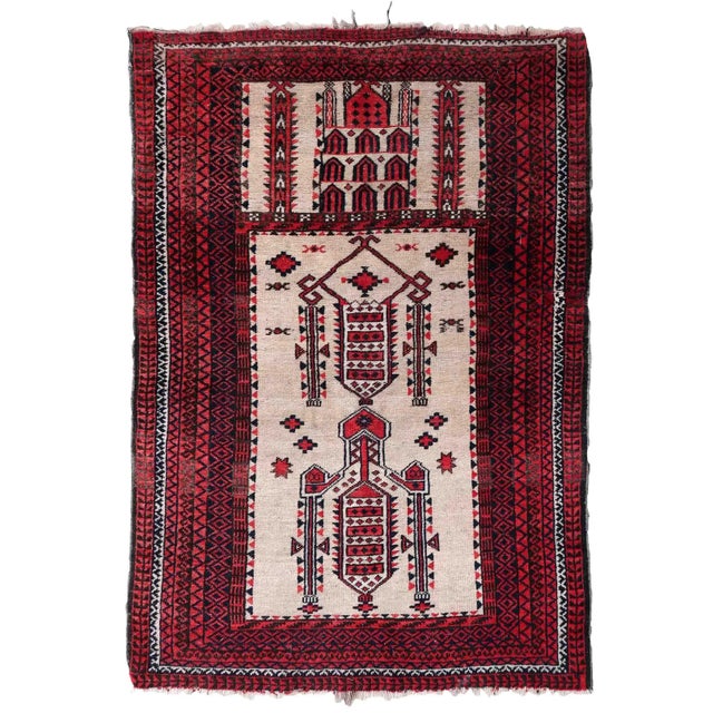 1910s Handmade Antique Afghan Baluch Prayer Rug 2.8' X 4.2' For Sale - Image 12 of 12