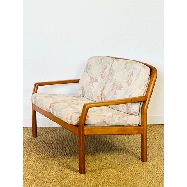 Wood Danish Bench in Teak and Floral Fabric from Dyrlund, 1960s For Sale - Image 7 of 18