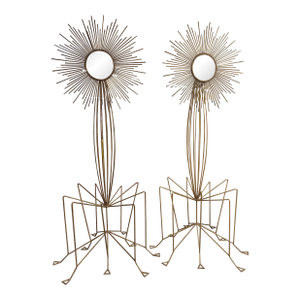 1960s Monumental Brutalist Starburst Mirror 9 Foot Tall Sculptures - Set of 2