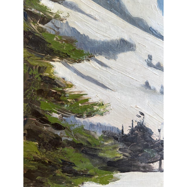 Joseph Gautschi, Montagne enneigée, Suisse, Oil on Canvas For Sale - Image 7 of 10