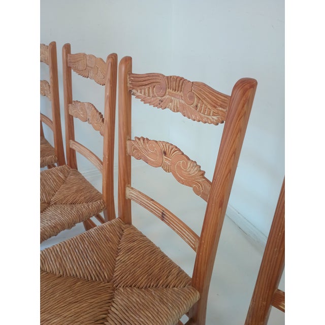 1970s French Country Pine and Rush Dining Chairs For Sale - Image 14 of 17