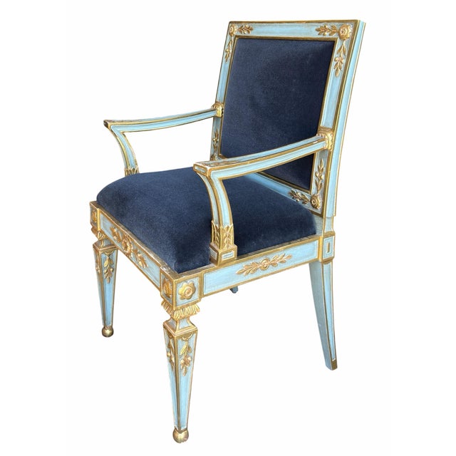 Wood Hendrix Allardyce Neoclassical Venetian Style Giltwood Chair W Mohair - 1 of 2 Available For Sale - Image 7 of 9