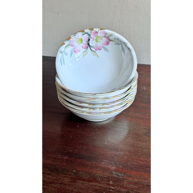 Pink Antique, Early 20th Century Noritake Azalea Porcelain Dessert Bowls, Set of Six For Sale - Image 8 of 8