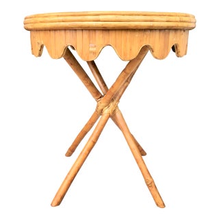 Tall Round Bamboo Side Table For Sale