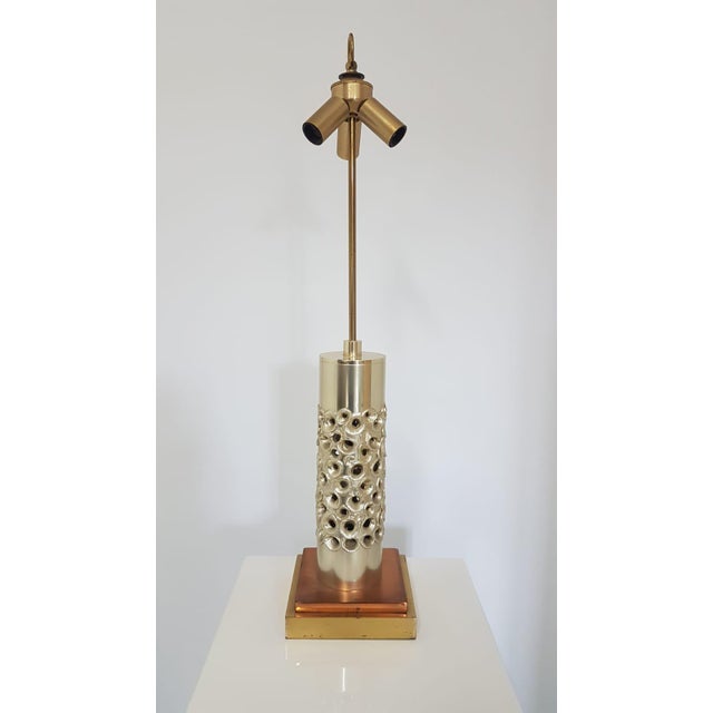 Brutalist Brutalist Table Lamp in Silver-Plated Aluminum by Willy Luyckx for Aluclair, 1960s For Sale - Image 3 of 13