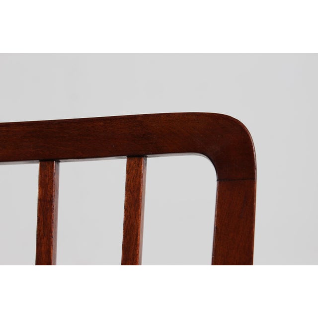 Vintage Dining Chairs in Mahogany with Blue Leather Seats from Fritz Hansen A/S, 1940s, Set of 8 For Sale - Image 6 of 18