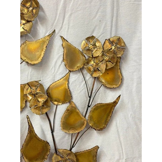 1970s Floral Brutalist Gilt Wall Sculpture in the Style of Curtis Jere For Sale - Image 5 of 12