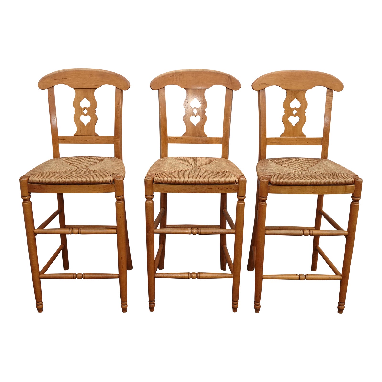 Set of Three Vintage Ethan Allen Farmhouse Pine Bar Stools Chairish