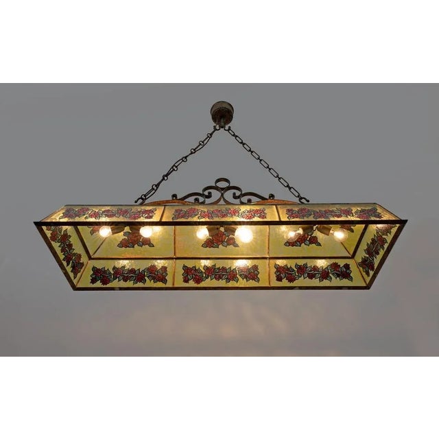 Rustic Pendant in Wrought Iron and Glass, 1960s For Sale - Image 6 of 13