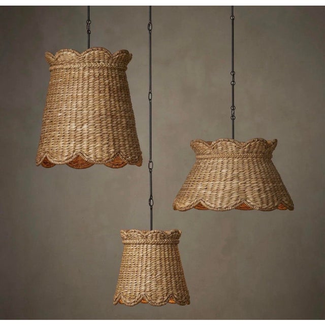 French Country Contemporary Currey and Company Large Woven Pendant Chandelier For Sale - Image 3 of 3