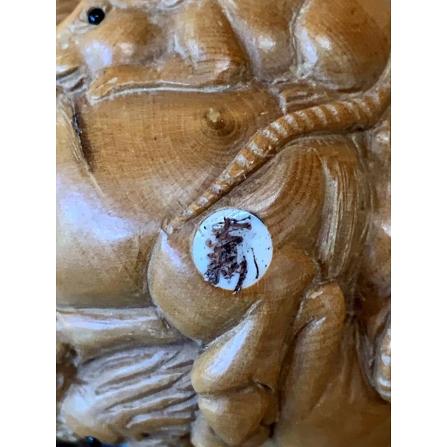 Brown Carved Japanese Okimono on Stand For Sale - Image 8 of 11