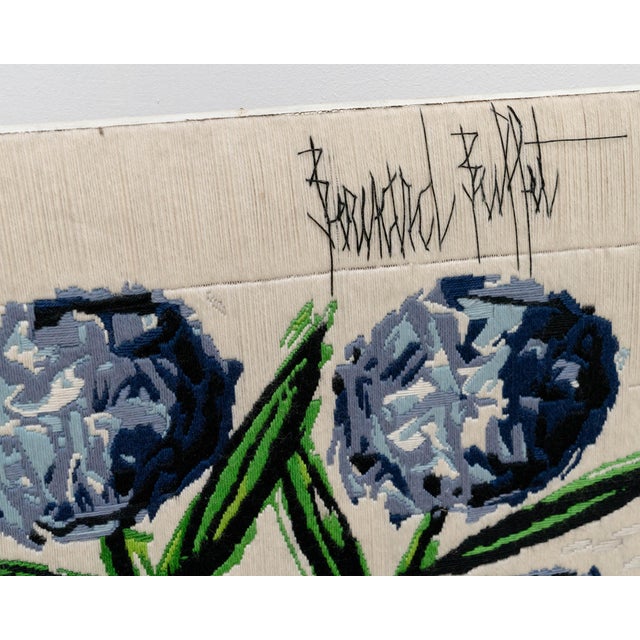Vintage Tapestry Canvas The Blue Hydrangeas by Bernard Buffet, 1971 For Sale - Image 6 of 8