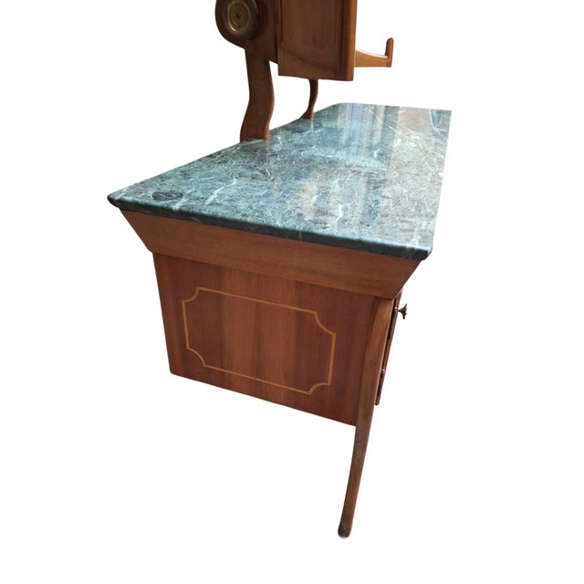 Vintage Mirrored Dressing Table with Marble Top and Stool by Mario Cereghini, 1940s, Set of 2 For Sale - Image 12 of 13