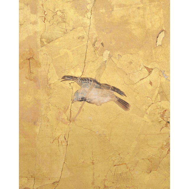 Japanese Edo Two-Panel Gilt Screen Birds Chrysanthemums 6 Ft For Sale - Image 16 of 18
