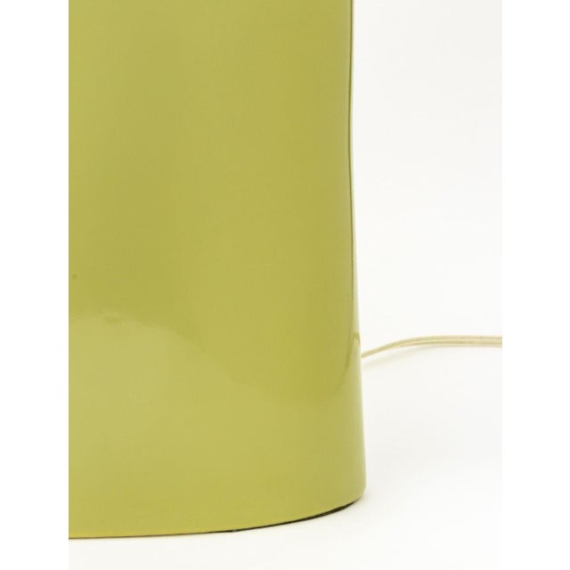 Late 20th Century Modernist Lime Green Glazed Ceramic Lamps, Pair For Sale - Image 4 of 6