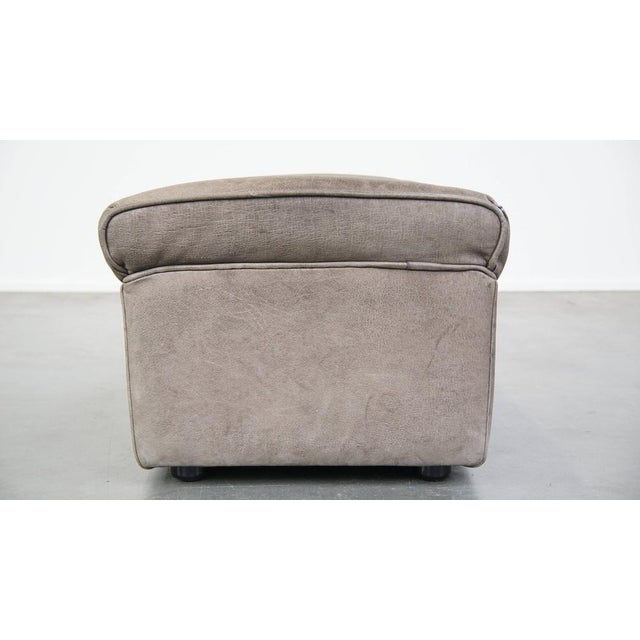 1980s Vintage Gray Leather Ottoman, 1970s For Sale - Image 5 of 10