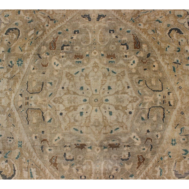 Very Fine Turkish Sivas Rug With Classic Design in Neutrals, Camel and Green 5'8 X 9'6 For Sale In Atlanta - Image 6 of 8