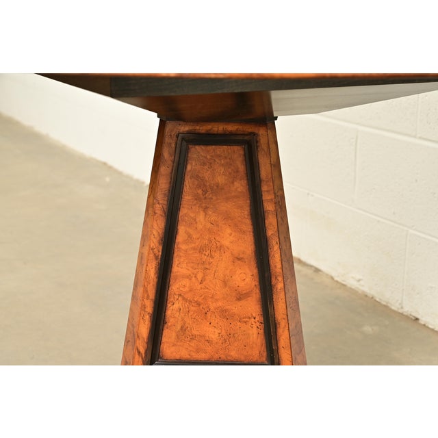 Brown Baker Furniture Stately Homes Collection Burl Wood and Parcel Ebonized Regency Center Table For Sale - Image 8 of 14