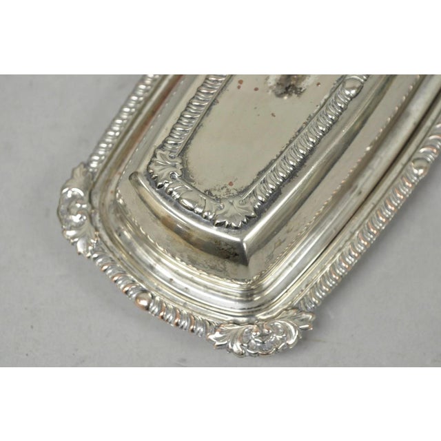 Vintage Victorian Silver Plated Repousse Covered Butter Dish W/ Glass Liner For Sale In Philadelphia - Image 6 of 16