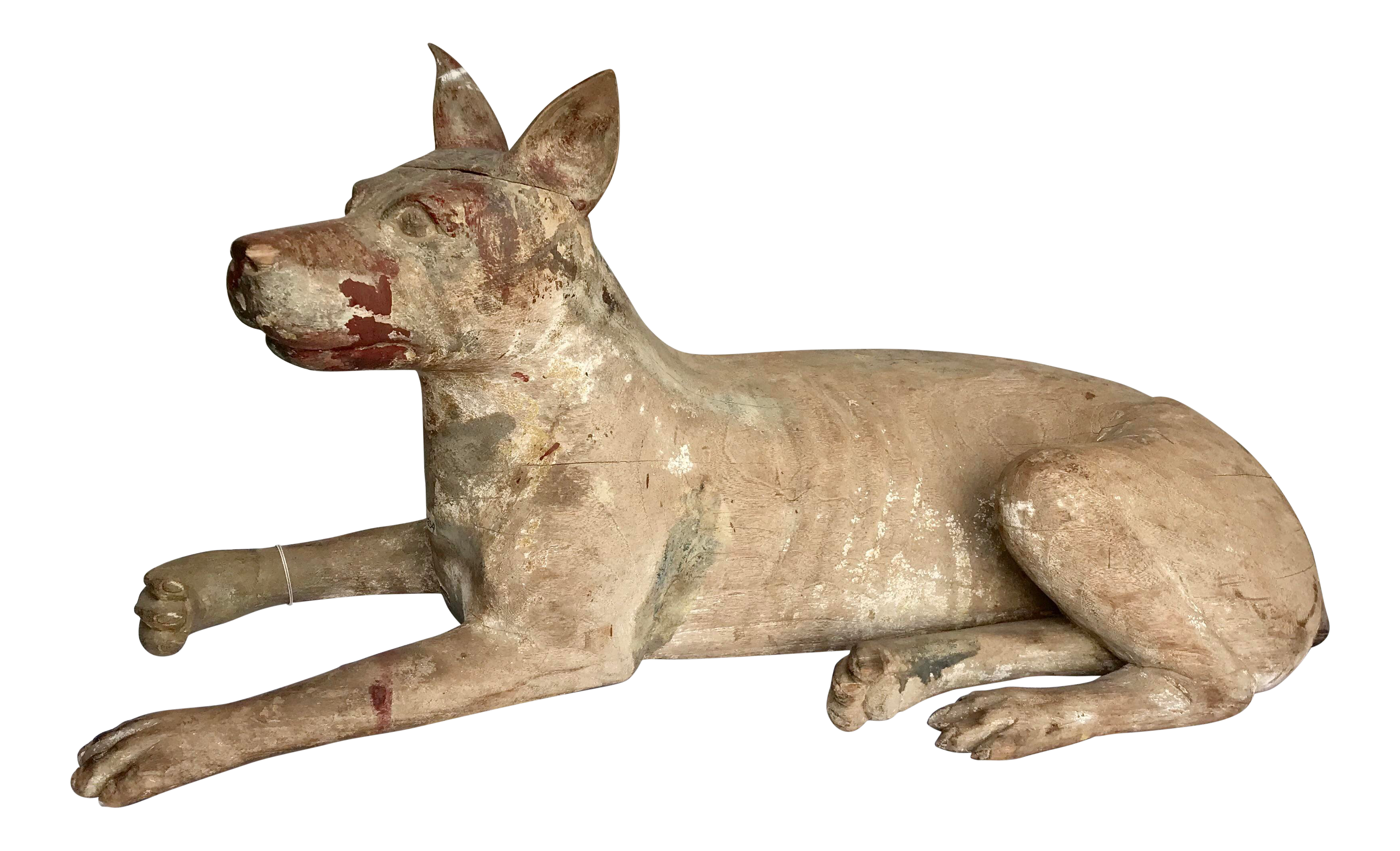 carved wooden dog