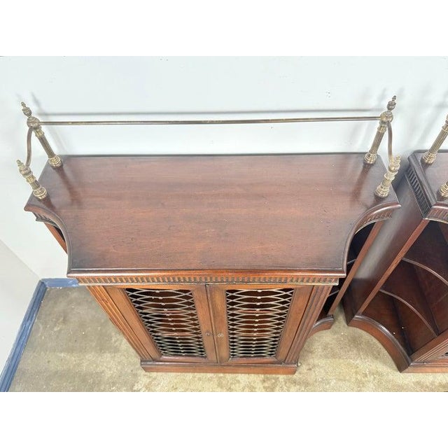 Early 19th Century Pair of English Regency–Style Mahogany Bookcases With Brass Detailing For Sale - Image 12 of 14