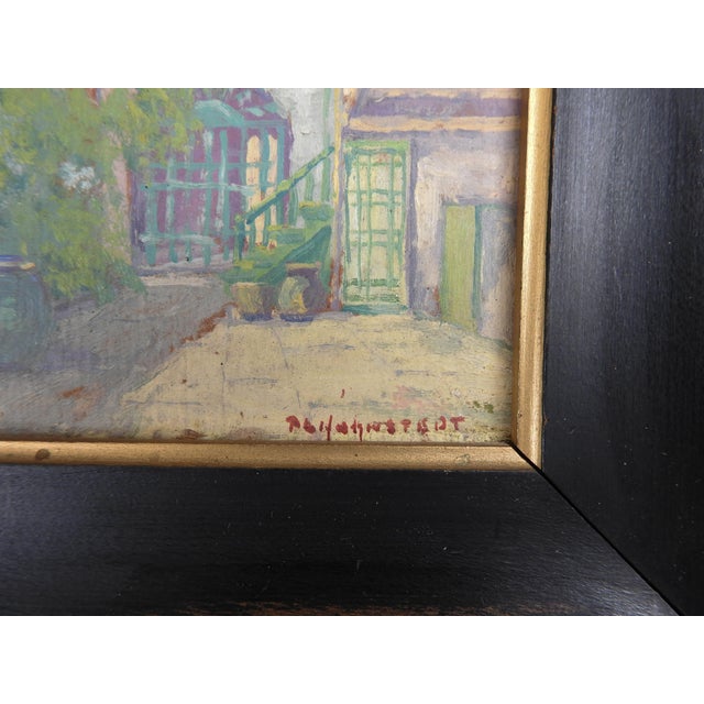 Small vintage early 20th century oil on artist board cityscape painting by Peter Lanz Hohnstedt (1872-1957) Texas. Signed...