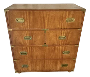 Walnut Campaign Chest of Drawers