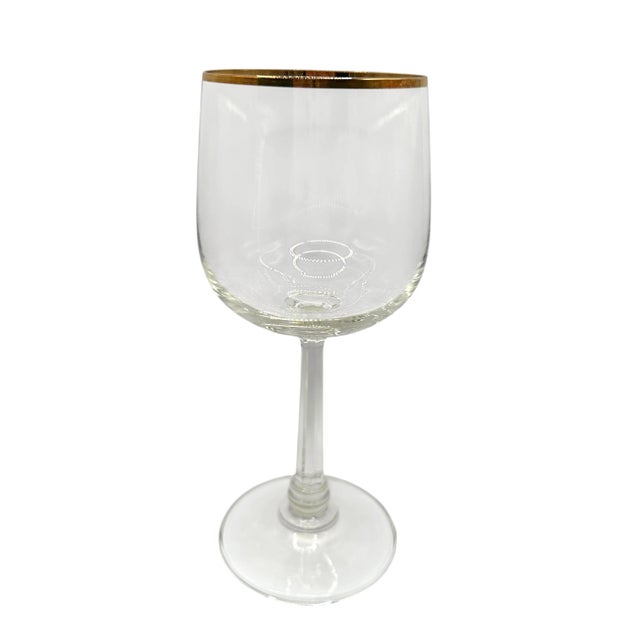 Glass Vintage Clear Wine Glasses With Gold Rims - A Set of Four For Sale - Image 7 of 12