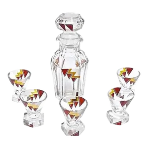 Art Deco Karl Palda Crystal Liquor Decanter and Glasses - Set of 6