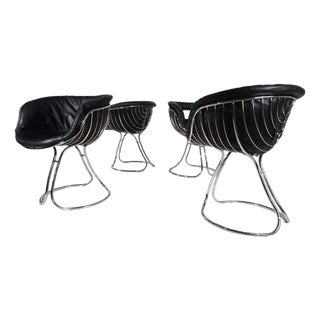 Pan Am Dining Chairs in Chrome and Leather by Gastone Rinaldi for Rima, 1970, Set of 4 For Sale