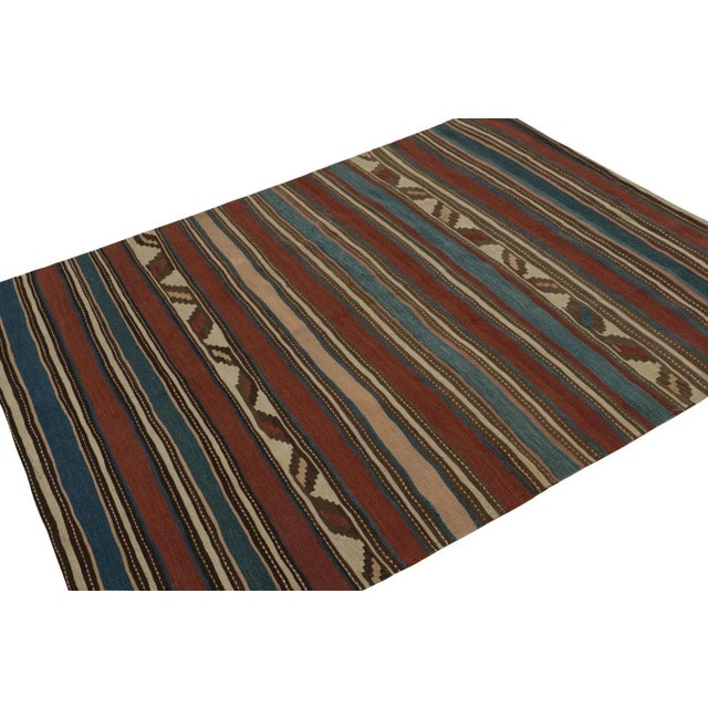Hand-knotted in wool, this 5x6 Afghan tribal kilim represents a new line of tribal carpets in the Modern Classics...