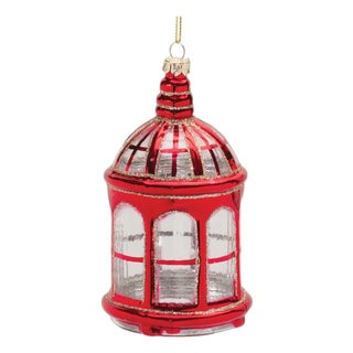 Glittered Glass Lantern Ornament (Set of 6) For Sale