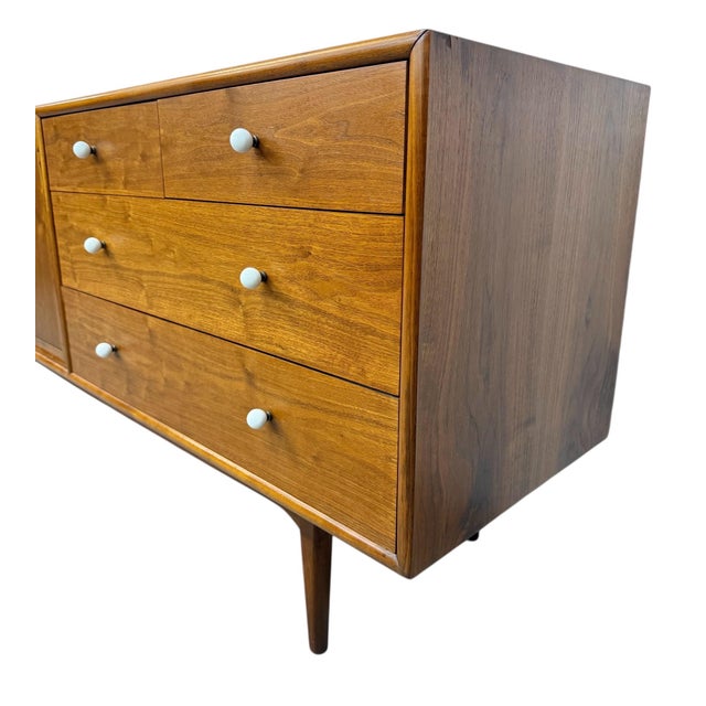 Mid-Century Modern Mid-Century Modern Drexel Declaration 10-Drawer Walnut Dresser For Sale - Image 3 of 11